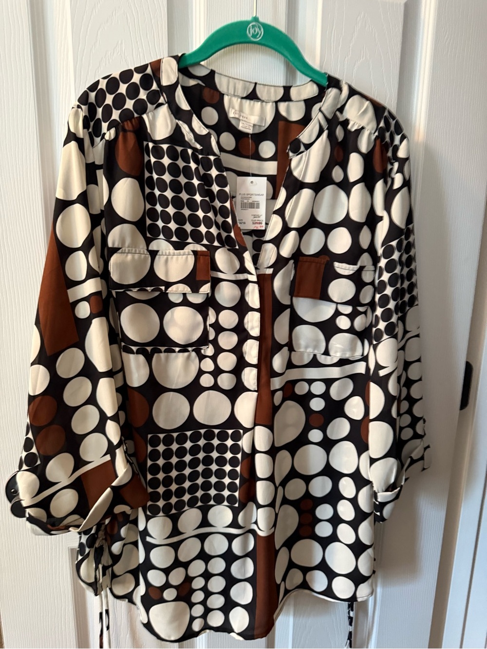 Cato Black, White & Brown Polka Dot Tunic